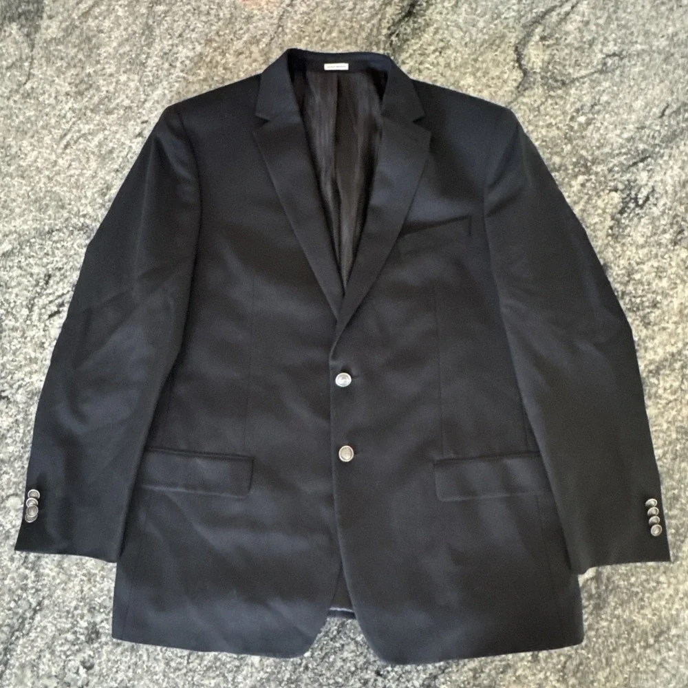 Joseph Abboud Navy Blue Reda Super 110's Italian Wool Hopsack Blazer 44R #954